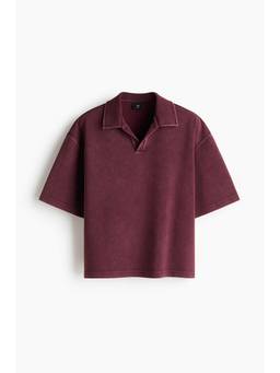 H&M - Men Maroon Oversized Fit Polo T-Shirt