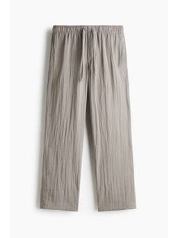 H&M - Men Beige Relaxed Fit Crinkled Drawstring Trousers