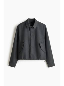 H&M - Men Grey Herringbone-Weave Overshirt