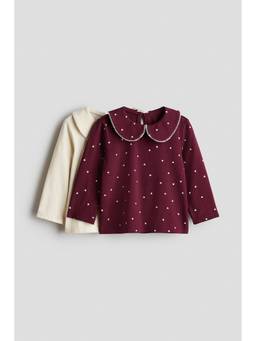 H&M - Girls Multi-Color 2-Pack Collared Cotton Tops