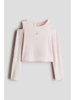 H&M - Girls Pink Cold Shoulder Cotton Top