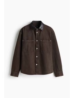 H&M - Men Brown Coated-Collar Denim Overshirt