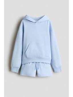 H&M - Girls Blue 2-Piece Fleece Sweatshirt and Shorts