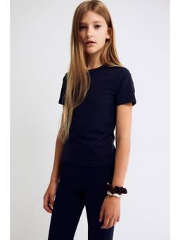 H&M - Girls Navy Blue Slim Fit Sports T-Shirt with Soft Move