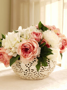 Pure Home + Living - Cream Cut-Work Design Bowl Vase