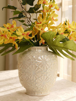 Pure Home + Living - Floral Imprinted Pearl Decorative Vase