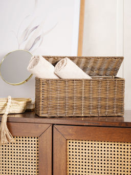Pure Home + Living - Natural Rectangular Heather Basket
