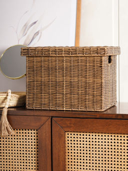 Pure Home + Living - Natural Heather Wicker Letter File Box with Lid