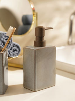 Pure Home + Living - Beige Glazed Stone Soap Dispenser