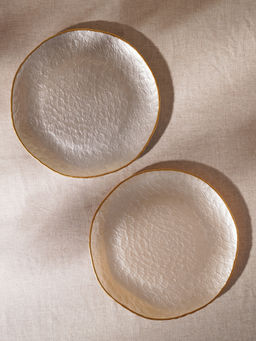 Pure Home + Living - Set of 2 Beige Dune Glass Charger Plates