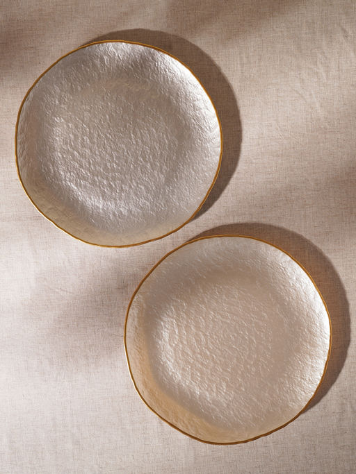 Buy Pure Home Living Set of Beige Dune Glass Charger Plates Online