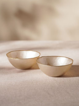Pure Home + Living - Set of 2 Beige Dune Glass Serving Bowls