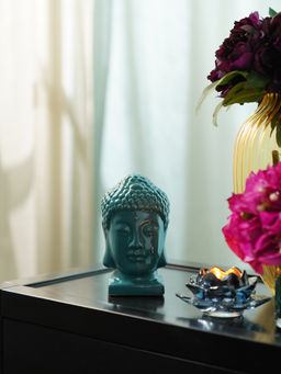 Pure Home + Living - Teal Ceramic Buddha Head with Base (S)