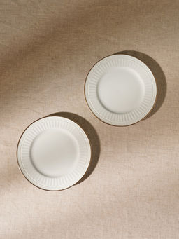 Pure Home + Living - Set of 2 Ivory Ceramic Dessert Plates
