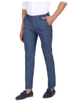 Arrow - Men Blue Mid Rise Solid Formal Trousers