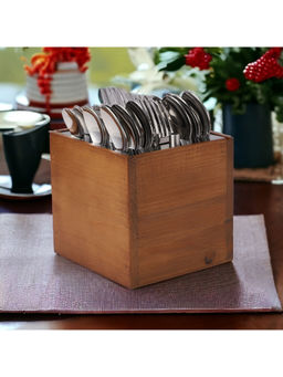 FNS - Slim Line Premium Stainless Steel Cutlery (Set of 25) With Wooden Holder