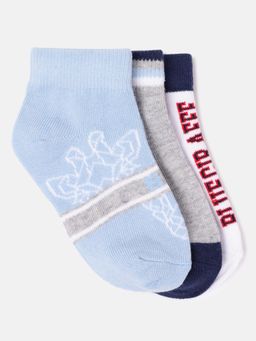 Blue Giraffe - Boys Multi-Color Patterned Ankle Length Socks (Pack of 3)