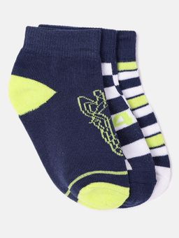 Blue Giraffe - Boys Navy Blue Patterned Ankle Length Socks (Pack of 3)