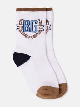 Blue Giraffe - Boys White Patterned Above Ankle Socks