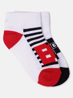 Blue Giraffe - Girls White Patterned Ankle Length Socks (Pack of 2)