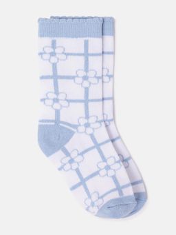 Blue Giraffe - Girls Blue Patterned Calf Length Socks