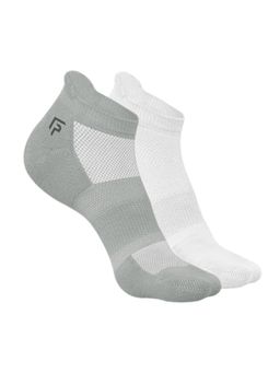 Footprints - Grey & White Anti-Odour Bamboo Ankle Terry Socks (Pack of 2)