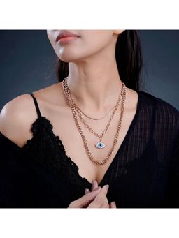 SWASHAA - Sydney Rose Gold Plated Evil Eye Necklace