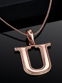 Estele - Rose Gold Plated Unique U Charm Alphabet Initials Pendant for Women