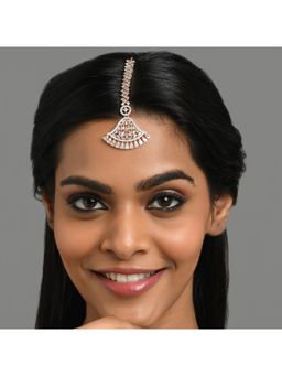 Fida - Wedding Luxurious Rose Gold-Plated American Diamond Maang Tikka for Women