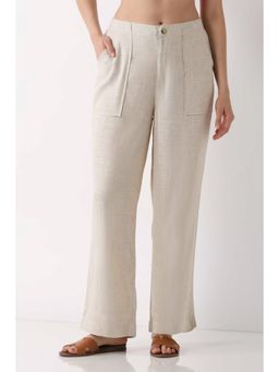 Biba - Women Off White Solid/Plain Viscose Blend Pant