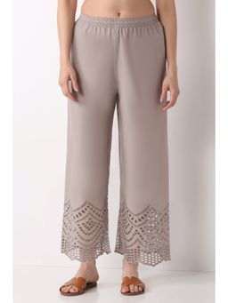 Biba - Women Grey Solid/Plain Cotton Pant