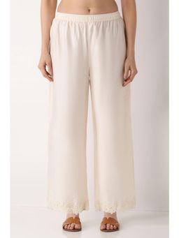 Biba - Women White Solid/Plain Viscose Blend Pant