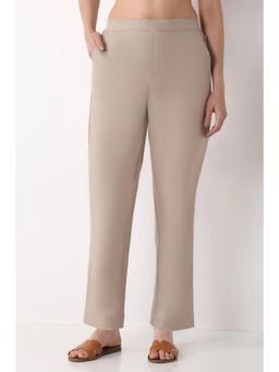 Biba - Women Beige Solid/Plain Cotton Pant