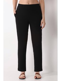 Biba - Women Black Solid/Plain Cotton Lycra Pant