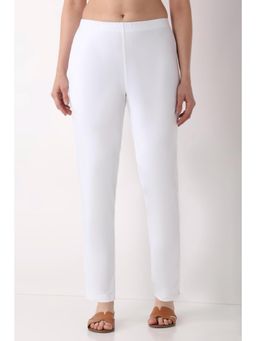 Biba - Women White Solid/Plain Cotton Lycra Pant