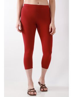 Biba - Women Maroon Solid/Plain Cotton Lycra Leggings