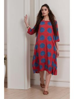 Biba - Women Brown Printed Rayon Dress