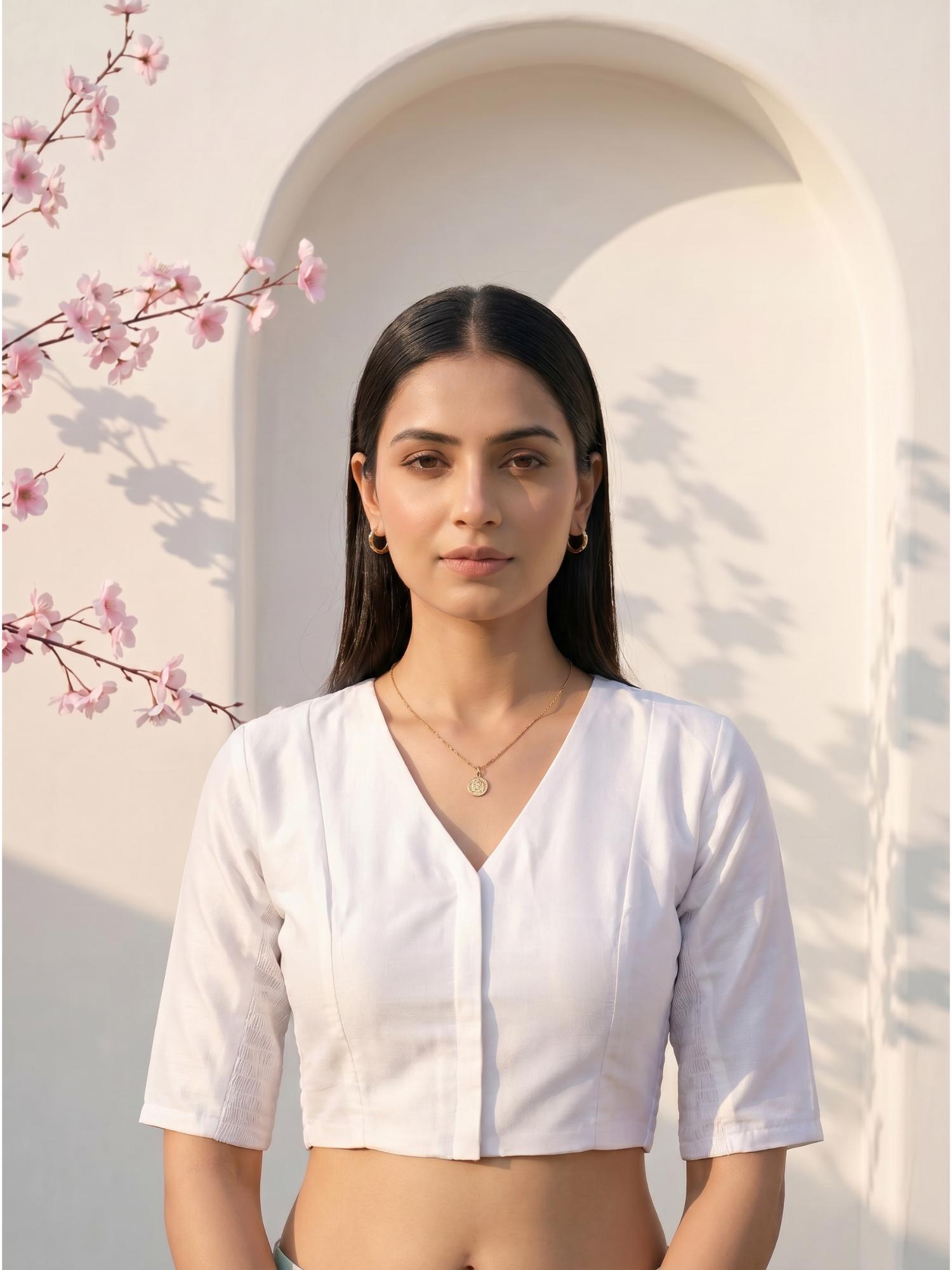 tikhi imli Women White Solid/Plain Taffeta Stitched Blouse-picture-26