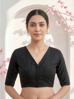 Tikhi Imli - Women Black Solid/Plain Taffeta Stitched Blouse