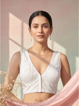 Tikhi Imli - Women White Solid/Plain Taffeta Stitched Blouse
