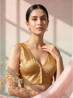 Tikhi Imli - Women Beige Solid/Plain Taffeta Stitched Blouse