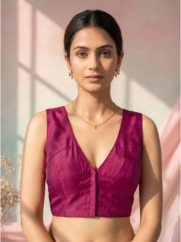 Tikhi Imli - Women Pink Solid/Plain Taffeta Stitched Blouse