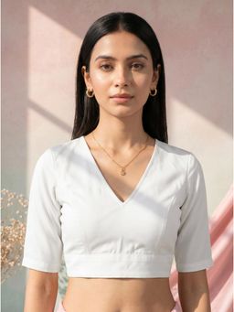 Tikhi Imli - Women White Solid/Plain Viscose Rayon Stitched Blouse