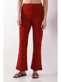 Biba - Women Maroon Solid/Plain Viscose Blend Pant