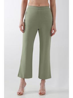 Biba - Women Green Solid/Plain Viscose Blend Pant