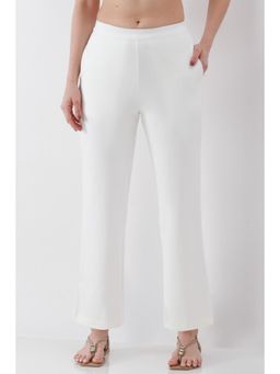 Biba - Women White Solid/Plain Viscose Blend Pant