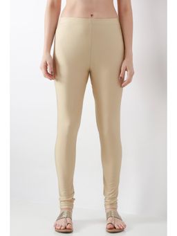 Biba - Women Beige Solid/Plain Nylon Elastane Leggings