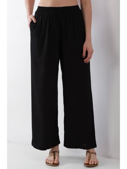 Biba - Women Black Solid/Plain Rayon Palazzo