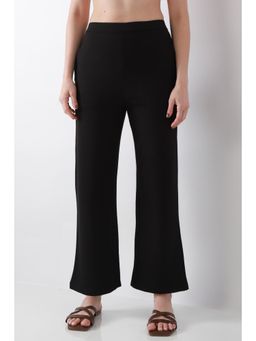 Biba - Women Black Solid/Plain Viscose Blend Pant