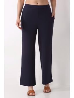 Biba - Women Blue Solid/Plain Viscose Rayon Pant